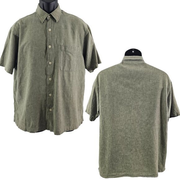 Old Navy Other - Old Navy Men’s Green Linen Blend Button-Up Short Sleeve Shirt – Size Medium